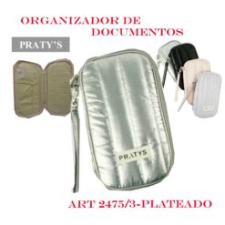 ORGANIZADOR PARA VIAJE "PRATY S" DE DOCUMENTOS PLATEADO