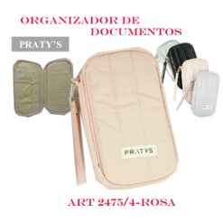 ORGANIZADOR P/VIAJE "PRATY S" DE DOCUMENTOS ROSADO