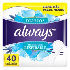 ALWAYS LINERS PLUS RESPIRABLE X 40 PROTETORES DIARIOS