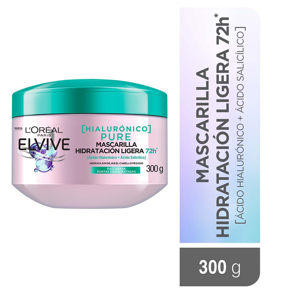 ELVIVE MASCARILLA HIALURÓNICO PURE Raíz Grasa, Puntas Deshidratadas x 300ml