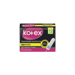 KOTEX TAMPONES DIGITALES MEDIO +FACIL 12 UNIDADES