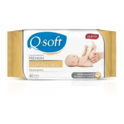 Q-SOFT TOALLITAS HÚMEDAS PREMIUM ÓLEO CALCÁREO BEBE X 40 UNIDADES