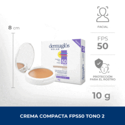 DERMAGLOS SOLAR CREMA COMPACTA FPS 50 con Color Tono 2 x 10gr