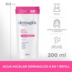 DERMAGLOS AGUA MICELAR REFIL Recarga Ecológica x 200ml