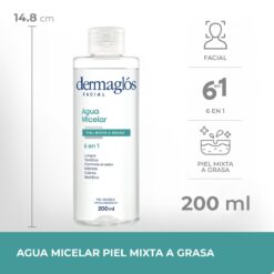 DERMAGLOS AGUA MICELAR PIEL MIXTA A GRASA x 200ml