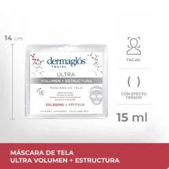 DERMAGLOS FACIAL MASCARA DE TELA ULTRA VOLUMEN + ESTRUCTURA x 1 Unidad 15ml
