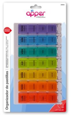 PASTILLERO SEMANAL POR COLORES 4 DIVISIONES POR DIA