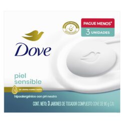 DOVE JABON EN BARRA PIEL SENSIBLE 3 Unidades x 90gr