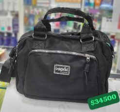 BOLSO MEDIANO NEGRO CON TIRAS NEGRAS