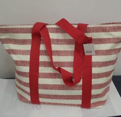 BOLSO PLAYERO RAYAS ROJAS