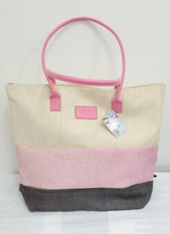 BOLSO PLAYERO A RAYAS ROSADO "TRENDY"